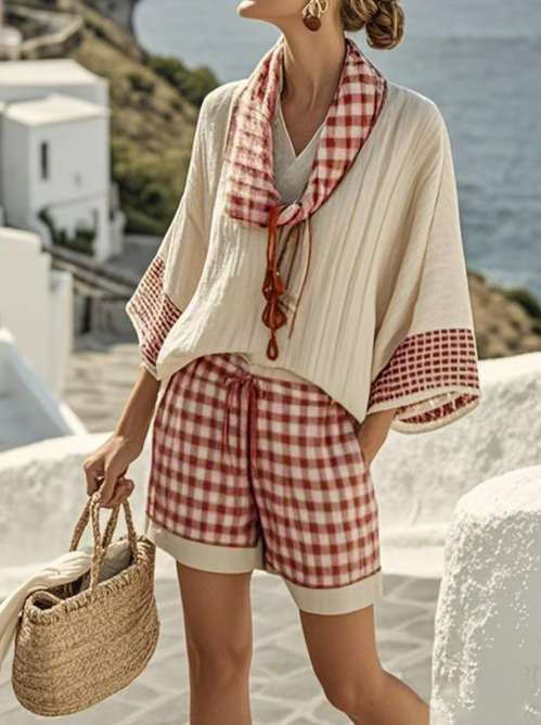 Isla™ | Gingham Lounge Set for Effortless Coastal Comfort