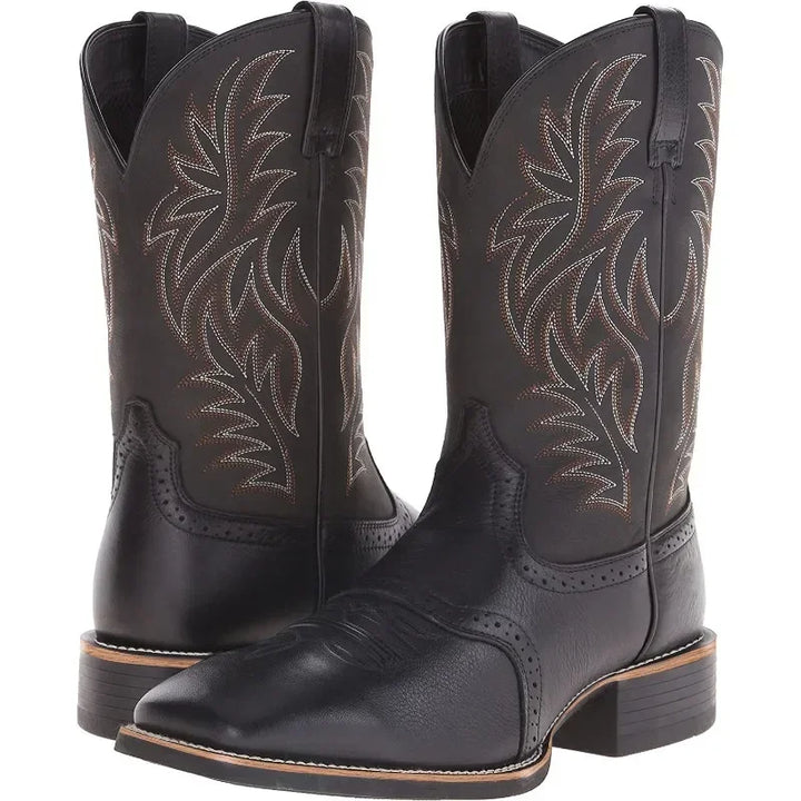 COLTON – Men’s Retro Cowboy Boots with Embroidery