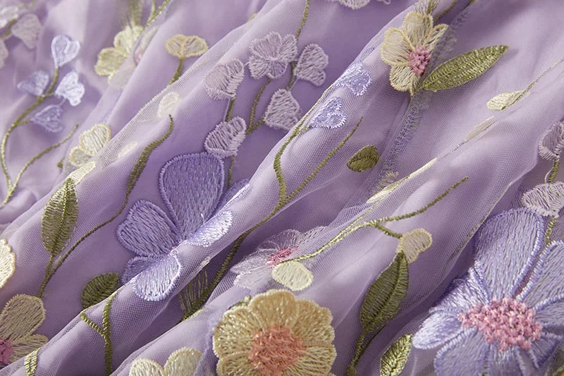 Lisa - Sheer Embroidered Maxi Dress