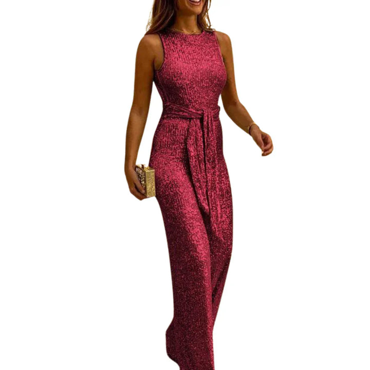 Jennifer - Backless Glitter Jumpsuit with Waistband