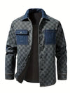 PELE - Checker-Denim Casual Contrast Jacket