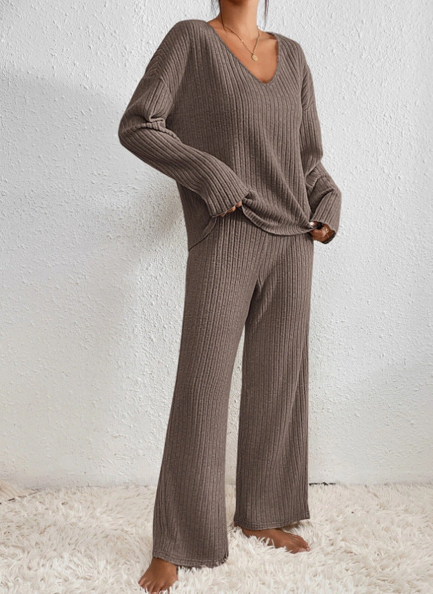 Stella - V-Neck Ribbed Knit Lounge Set