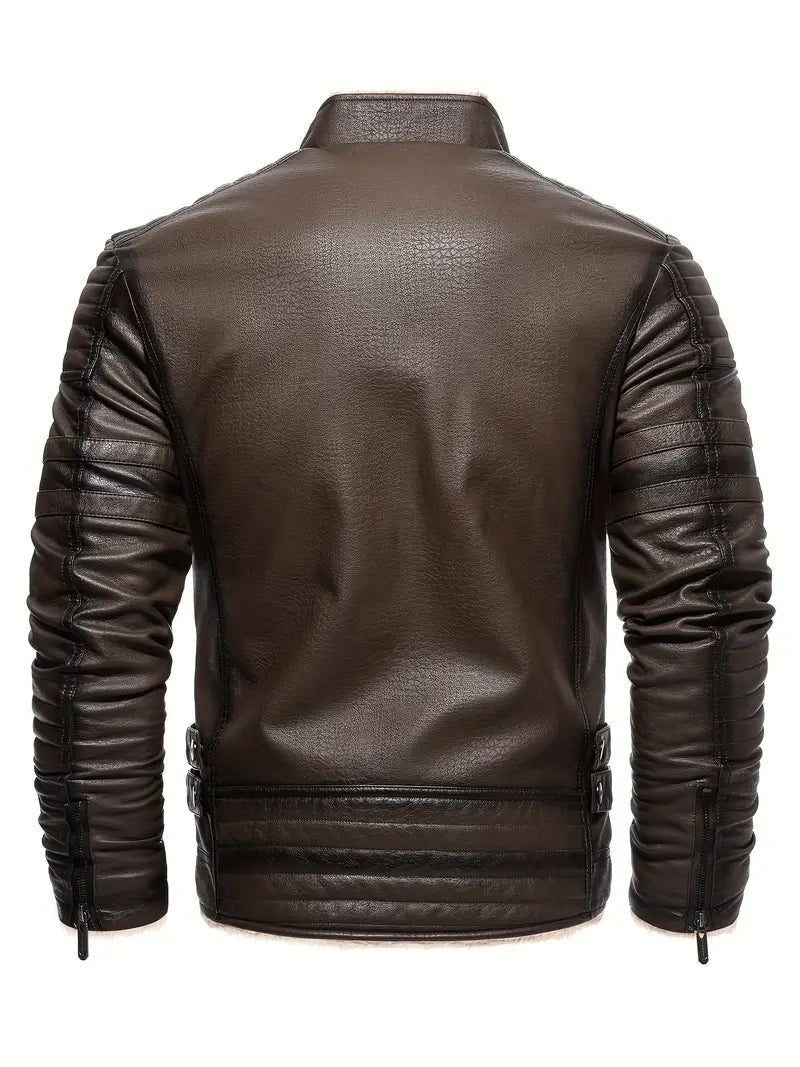 MIGUEL - Shearling Collar Vegan Leather Jacket