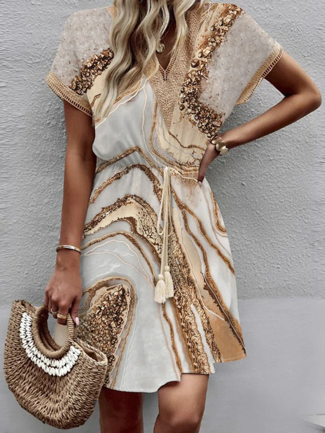 Sally | Stylish Printed V-Neck Dress