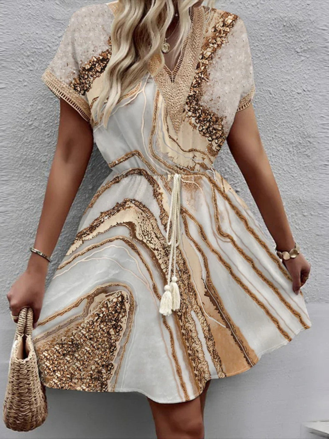 Sally | Stylish Printed V-Neck Dress