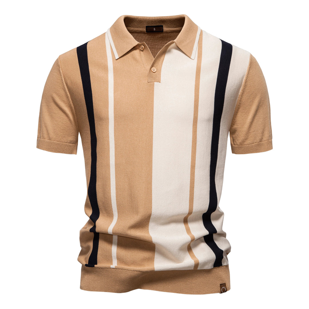 JULIEN – Striped Mesh Casual Polo Shirt