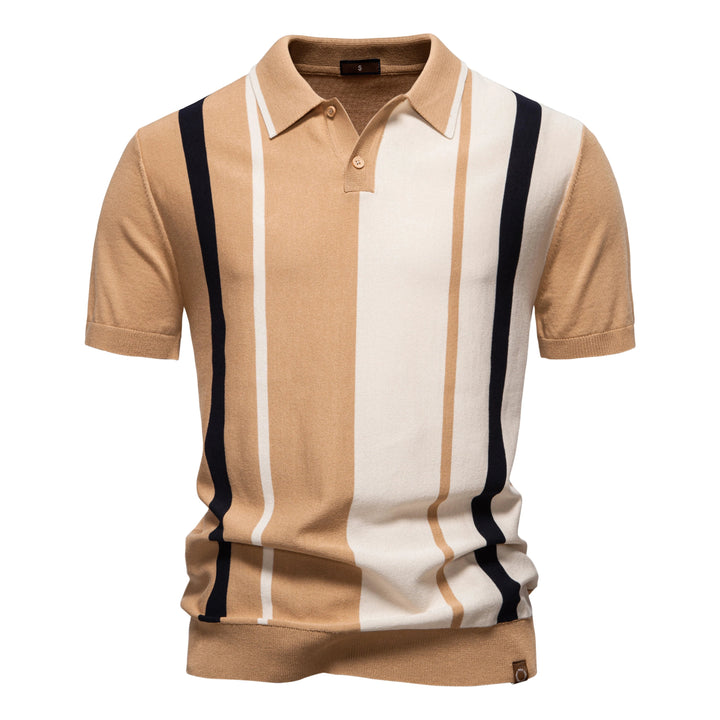 JULIEN – Striped Mesh Casual Polo Shirt
