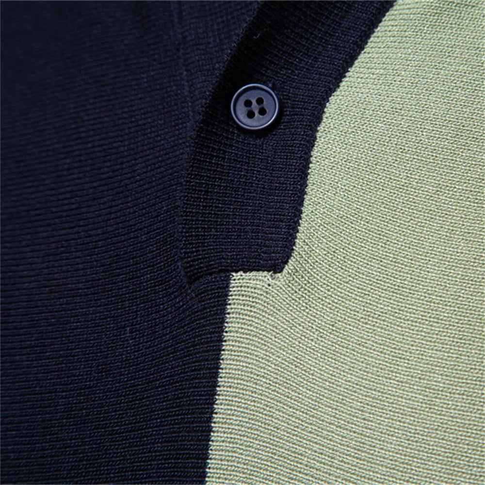 JULIEN – Striped Mesh Casual Polo Shirt