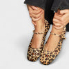 Selene – Straps and Buckle with Leopard Print, Square Toe