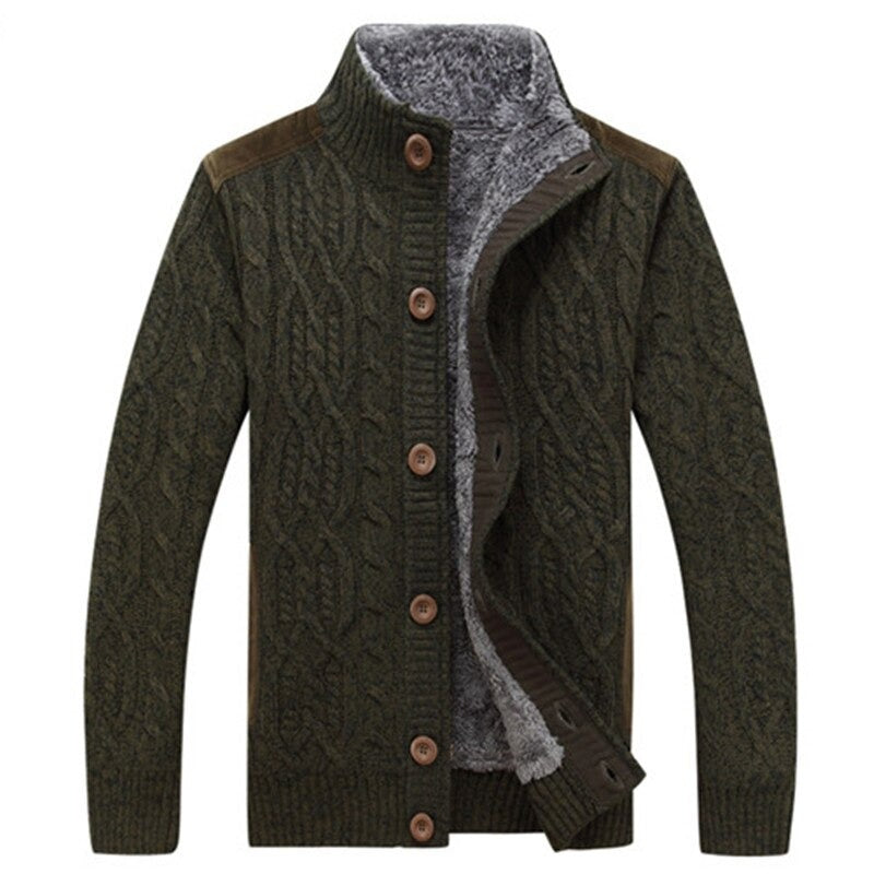 LIAM – Cable Knit Fleece-Lined Cardigan for Men