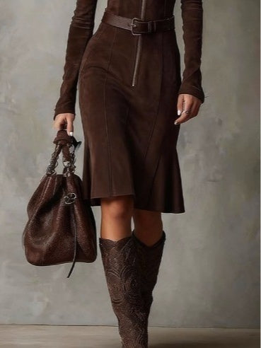 Zipper Midi Dress