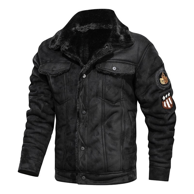 BILLY - Suede Biker Jacket with Lambswool Lining