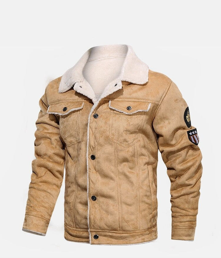 BILLY - Suede Biker Jacket with Lambswool Lining