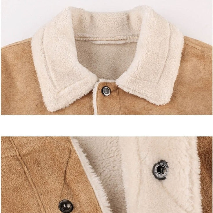 BILLY - Suede Biker Jacket with Lambswool Lining