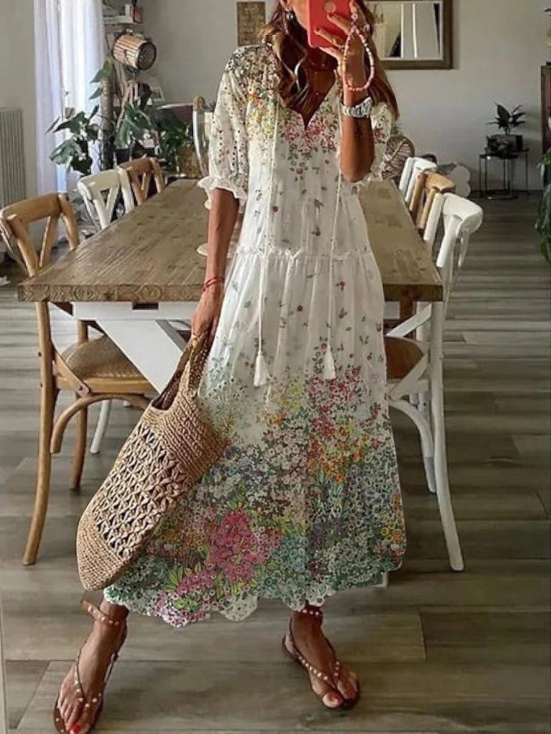 Sophia - Boho Vintage V-Neck Summer Dress