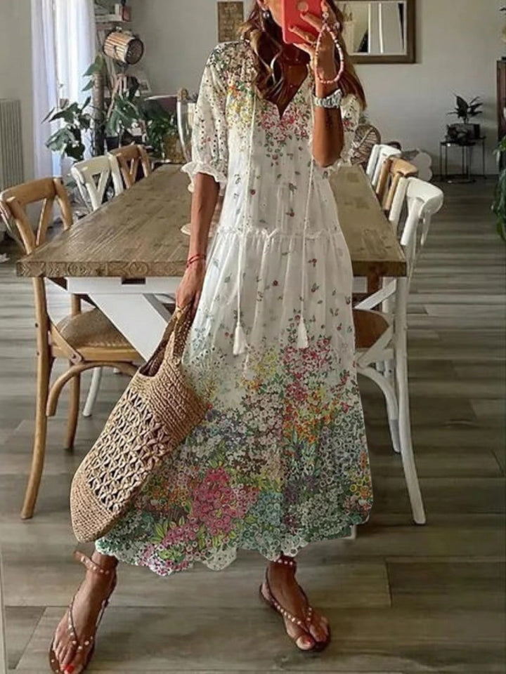 Sophia - Boho Vintage V-Neck Summer Dress