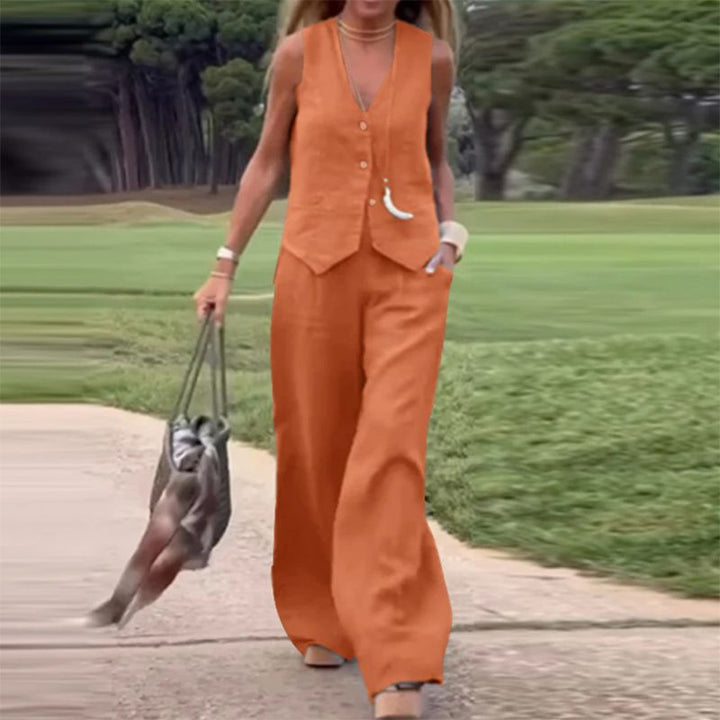 Luna - Versatile Linen Vest and Pants Set