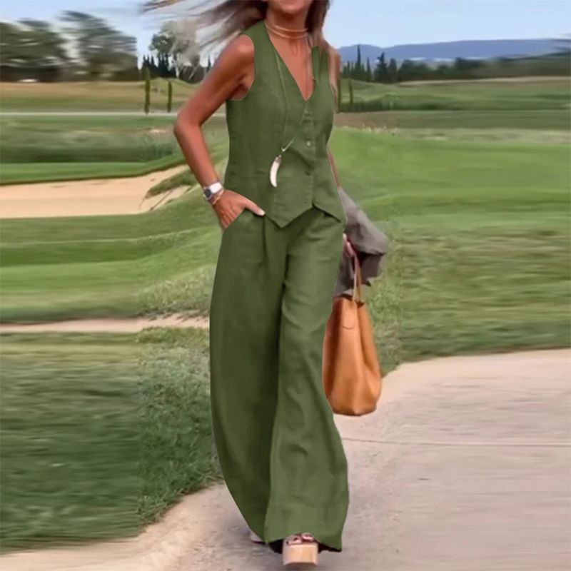 Luna - Versatile Linen Vest and Pants Set
